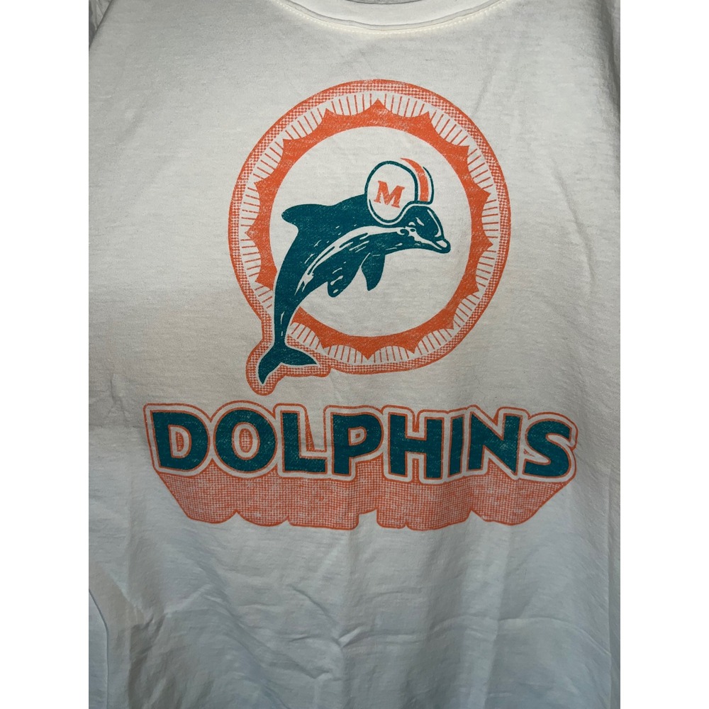 47 Brand Miami Dolphins Womens Large Graphic T-Shirt White NFL Vintage Style - Picture 2 of 4